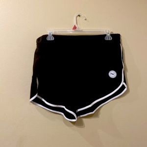 Women's Plus Size PSK Collective Black Curved Hem French Terry Running Shorts 2X